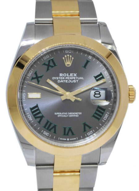 NEW Rolex Datejust 41 18k YG/Steel Wimbledon Dial Mens Watch BP '21 126303