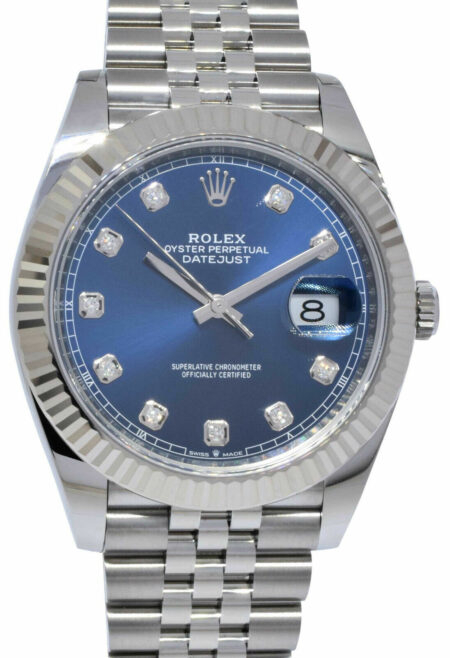 NEW Rolex Datejust 41 Steel 
18k WG Blue Diamond Dial Watch B/P '21 126334