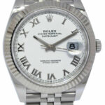 NEW Rolex Datejust 41 Steel 18k Gold Bezel White Roman Dial Watch B/P '22 126334