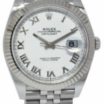 NEW Rolex Datejust 41 Steel 18k Gold Bezel White Roman Dial Watch B/P '22 126334