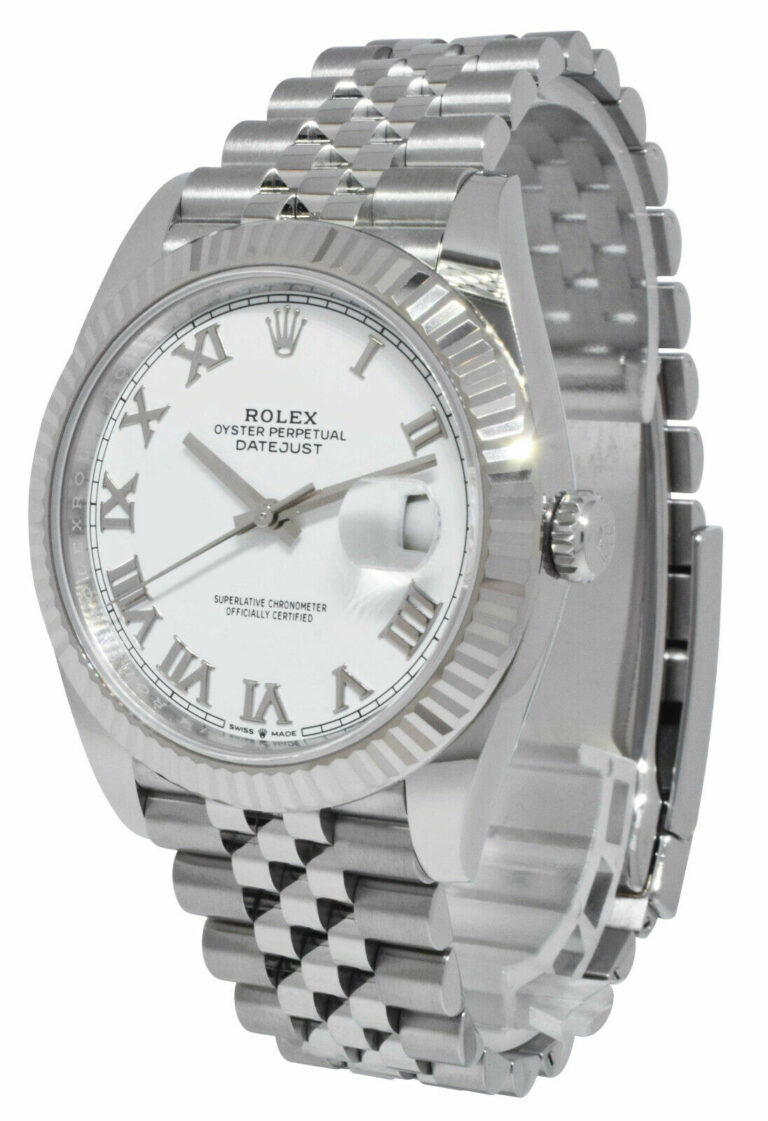 NEW Rolex Datejust 41 Steel 18k Gold Bezel White Roman Dial Watch B/P '22 126334