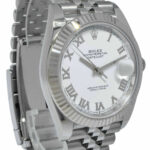 NEW Rolex Datejust 41 Steel 18k Gold Bezel White Roman Dial Watch B/P '22 126334