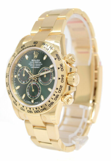 NEW Rolex Daytona Chronograph 18k YG Green Dial Mens Watch B/P '22 116508