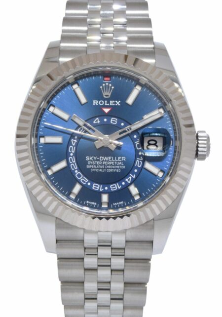 NEW Rolex Sky-Dweller 18k WG/Steel Blue Dial 42mm Jubilee Watch B/P '23 336934