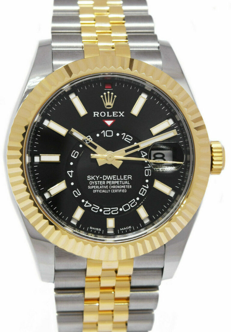 NEW Rolex Sky-Dweller Black Dial 18k YG /Steel Jubilee 42mm Watch B/P '23 326933