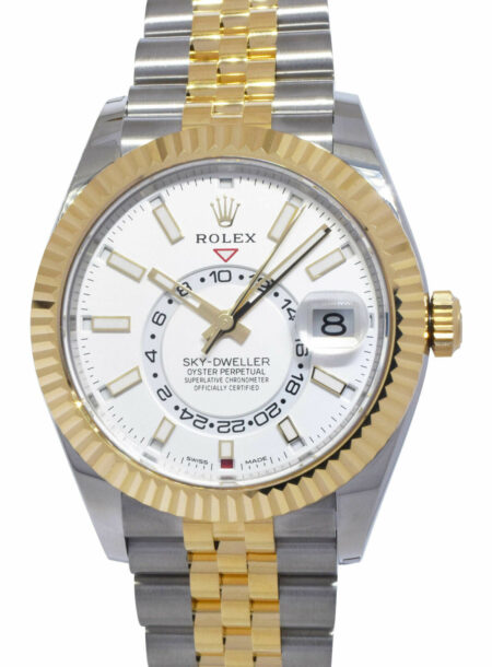 NEW Rolex Sky-Dweller White Dial 18k YG 
Steel 42mm Watch B/P '22 326933