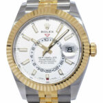 NEW Rolex Sky-Dweller White Dial 18k YG 
Steel 42mm Watch B/P '22 326933