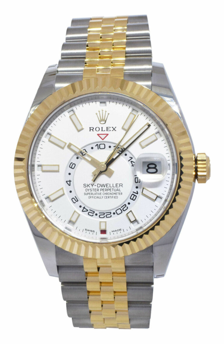 NEW Rolex Sky-Dweller White Dial 18k YG 
Steel 42mm Watch B/P '22 326933