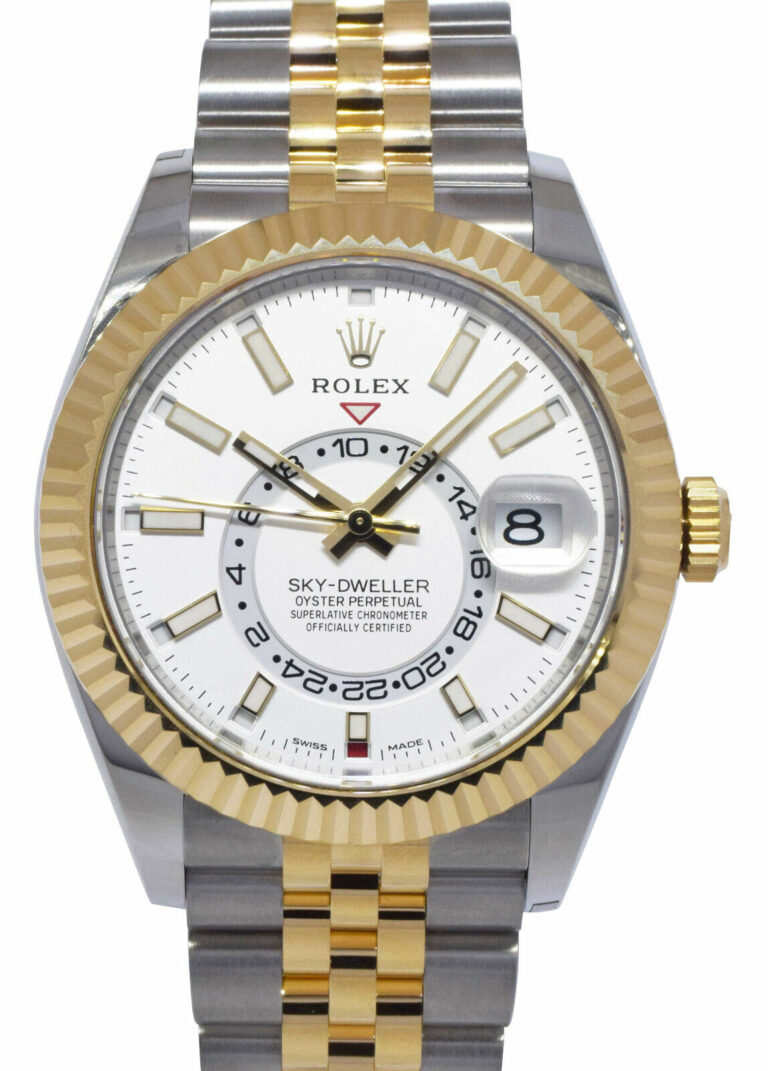 NEW Rolex Sky-Dweller White Dial 18k YG 
Steel 42mm Watch B/P '22 326933