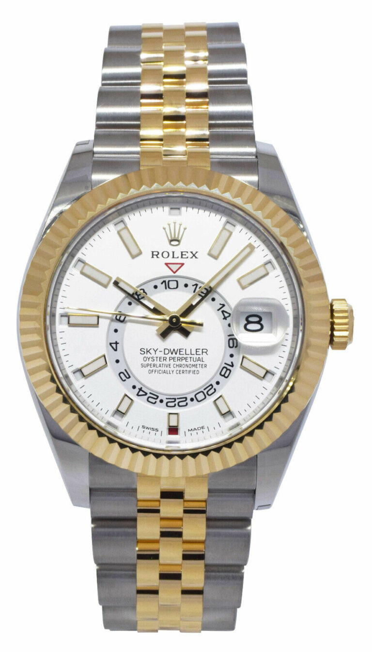 NEW Rolex Sky-Dweller White Dial 18k YG 
Steel 42mm Watch B/P '22 326933