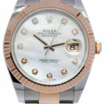 NOS Rolex Datejust  18k Rosegold/ Steel 41 MOP Diamond Dial Watch B/P '21 126331