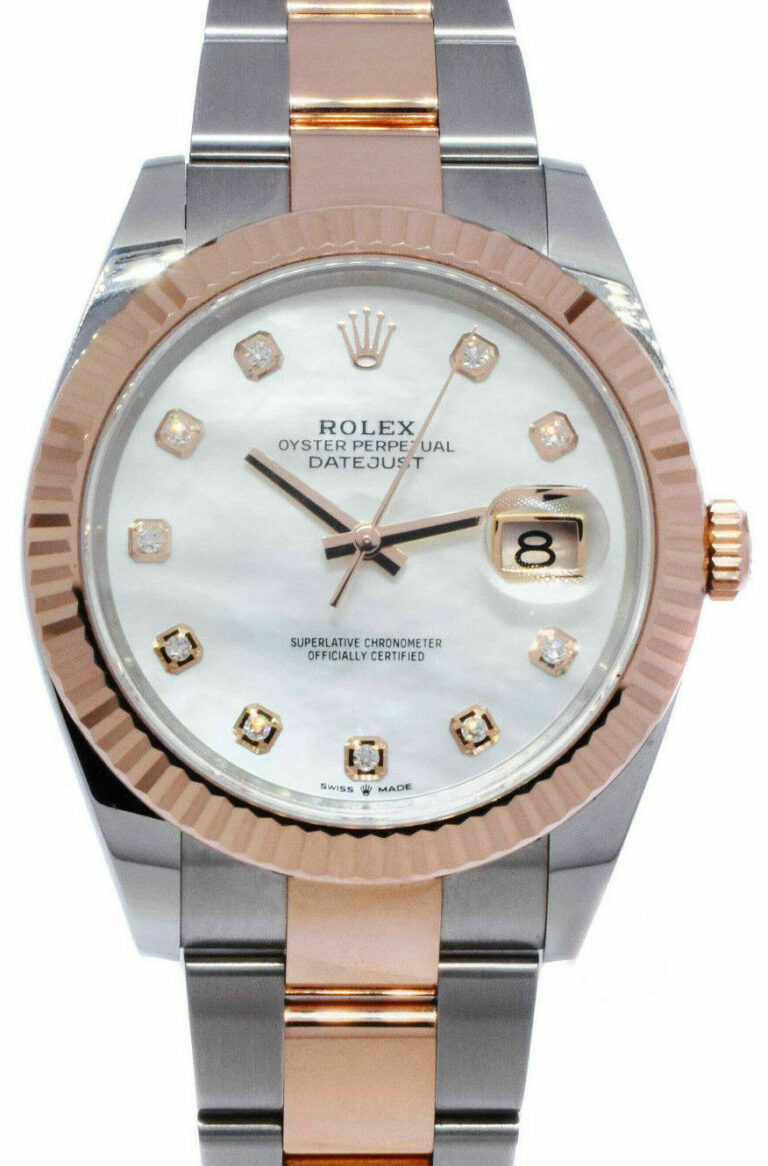 NOS Rolex Datejust  18k Rosegold/ Steel 41 MOP Diamond Dial Watch B/P '21 126331