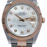 NOS Rolex Datejust  18k Rosegold/ Steel 41 MOP Diamond Dial Watch B/P '21 126331