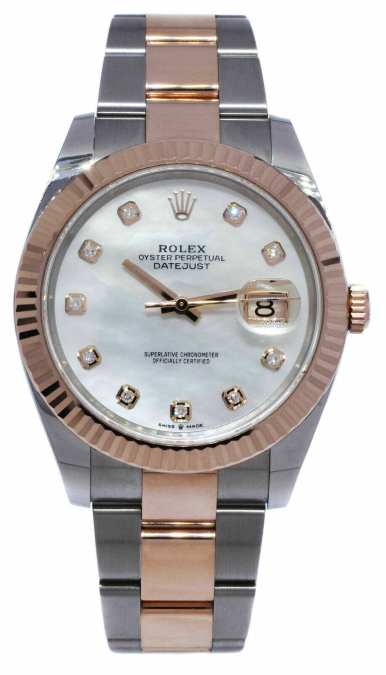 NOS Rolex Datejust  18k Rosegold/ Steel 41 MOP Diamond Dial Watch B/P '21 126331