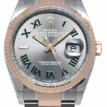 NOS Rolex Datejust 36 18k RG/Steel Wimbledon Gray Dial Watch '21 B/P 126231