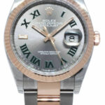 NOS Rolex Datejust 36 18k RG/Steel Wimbledon Gray Dial Watch '21 B/P 126231