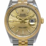 NOS Rolex Datejust 36 Yellow Gold/Steel Golden Fluted Motif Watch B/P '22 126233