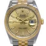 NOS Rolex Datejust 36 Yellow Gold/Steel Golden Fluted Motif Watch B/P '22 126233