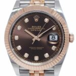 NOS Rolex Datejust 41 18k Rose Gold/Steel Chocolate Diamond Watch B/P '21 126331