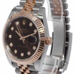 NOS Rolex Datejust 41 18k Rose Gold/Steel Chocolate Diamond Watch B/P '21 126331