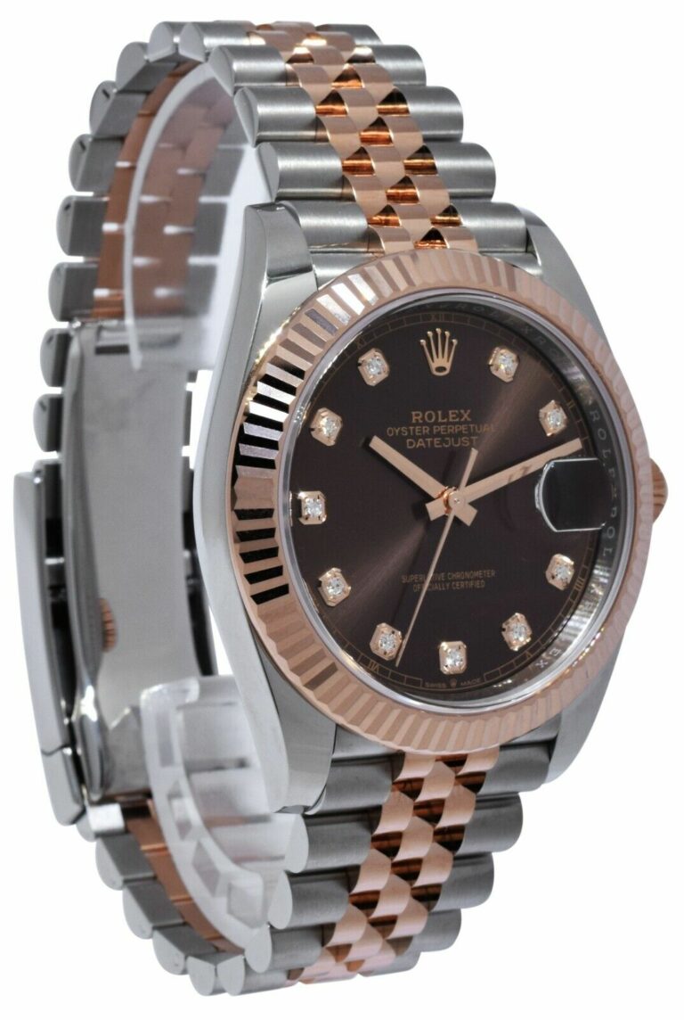 NOS Rolex Datejust 41 18k Rose Gold/Steel Chocolate Diamond Watch B/P '21 126331