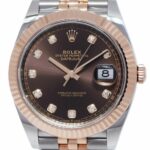 NOS Rolex Datejust 41 18k Rose Gold/Steel Chocolate Diamond Watch B/P '21 126331