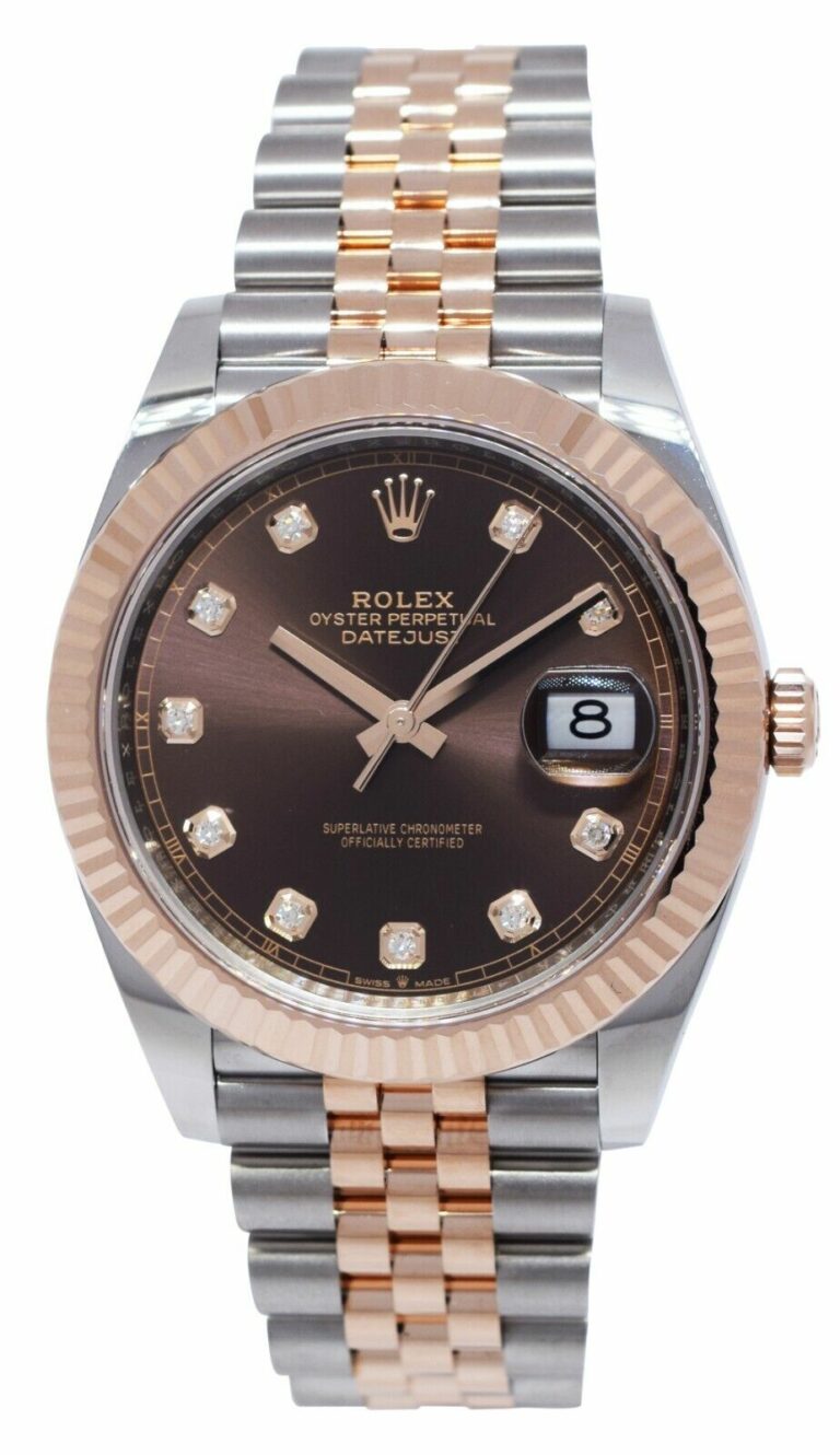 NOS Rolex Datejust 41 18k Rose Gold/Steel Chocolate Diamond Watch B/P '21 126331