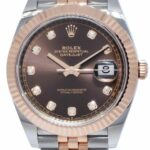 NOS Rolex Datejust 41 18k Rose Gold/Steel Chocolate Diamond Watch B/P '21 126331