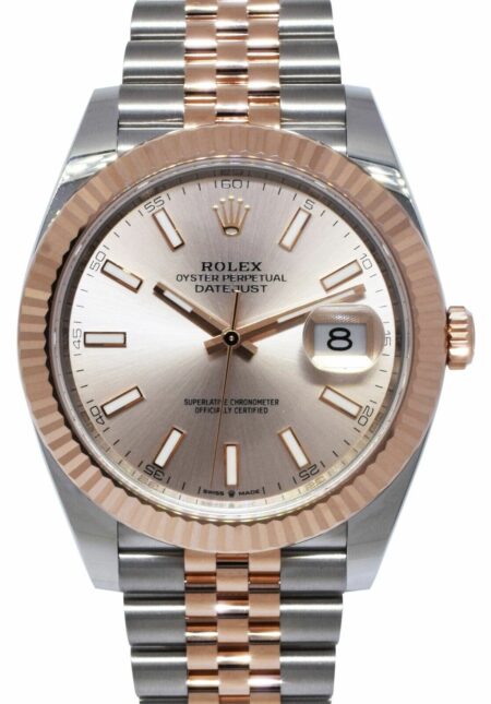 NOS Rolex Datejust 41 18k Rose Gold/Steel Sundust Dial Mens Watch B/P '21 126331