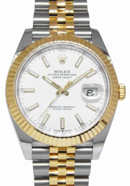 NOS Rolex Datejust 41 18k Yellow Gold/Steel White Dial Mens Watch B/P '21 126333