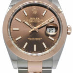 NOS Rolex Datejust 41 Chocolate Dial 18k Rose Gold Steel Watch B/P '21 126301