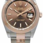 NOS Rolex Datejust 41 Chocolate Dial 18k Rose Gold Steel Watch B/P '21 126301