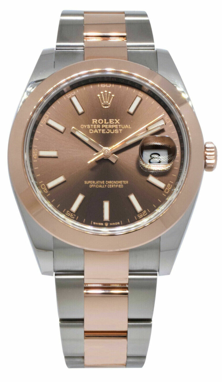 NOS Rolex Datejust 41 Chocolate Dial 18k Rose Gold Steel Watch B/P '21 126301