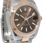 NOS Rolex Datejust 41 Chocolate Dial 18k Rose Gold Steel Watch B/P '21 126301