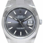 NOS Rolex Datejust 41 SS Rhodium Index Dial Oyster Mens Watch B/P '21 126300