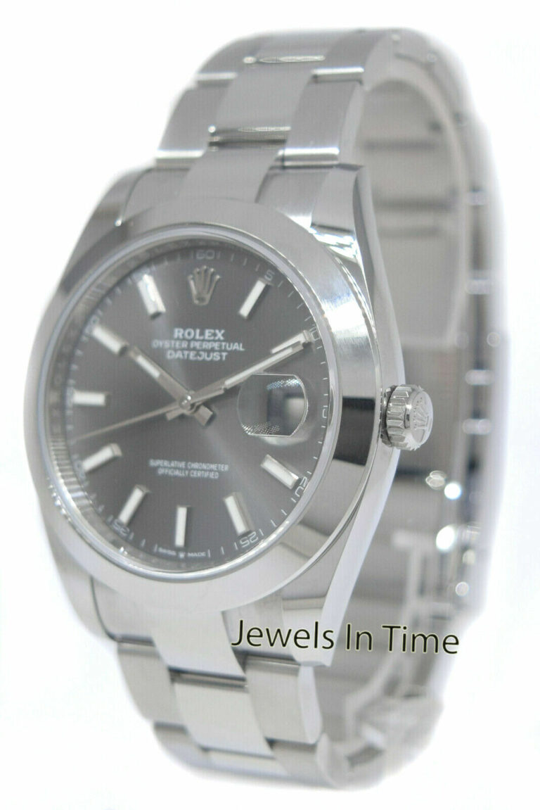 NOS Rolex Datejust 41 SS Rhodium Index Dial Oyster Mens Watch B/P '21 126300