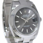 NOS Rolex Datejust 41 SS Rhodium Index Dial Oyster Mens Watch B/P '21 126300