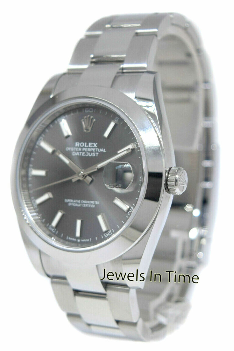 NOS Rolex Datejust 41 SS Rhodium Index Dial Oyster Mens Watch B/P '21 126300