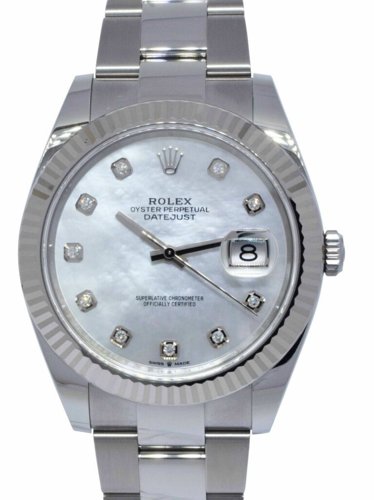 Rolex Datejust 41 Steel 
18k WG MOP Diamond Dial Watch +Card '22 126334