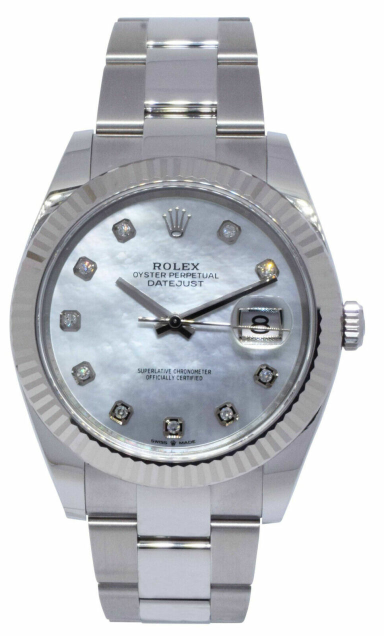 Rolex Datejust 41 Steel 
18k WG MOP Diamond Dial Watch +Card '22 126334