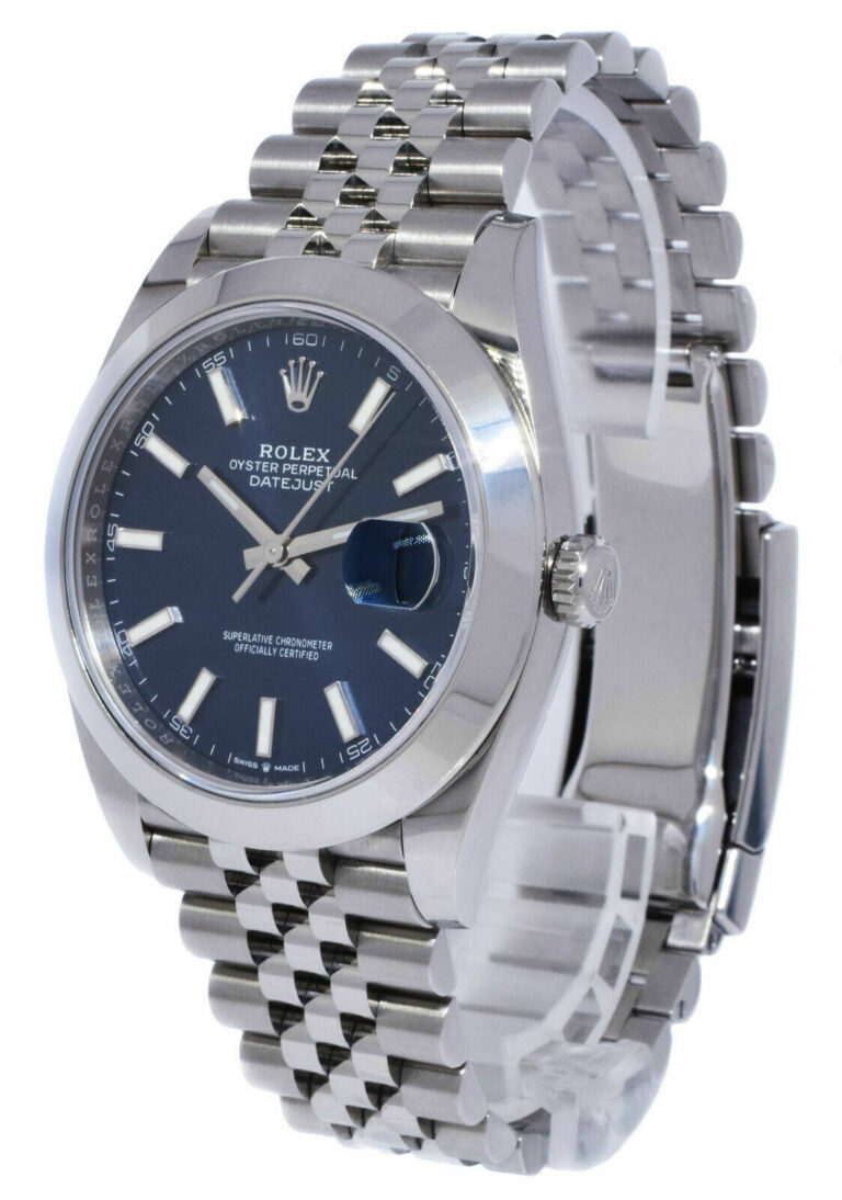 NOS Rolex Datejust 41 Steel Blue Dial Jubilee Bracelet Mens Watch B/P '21 126300