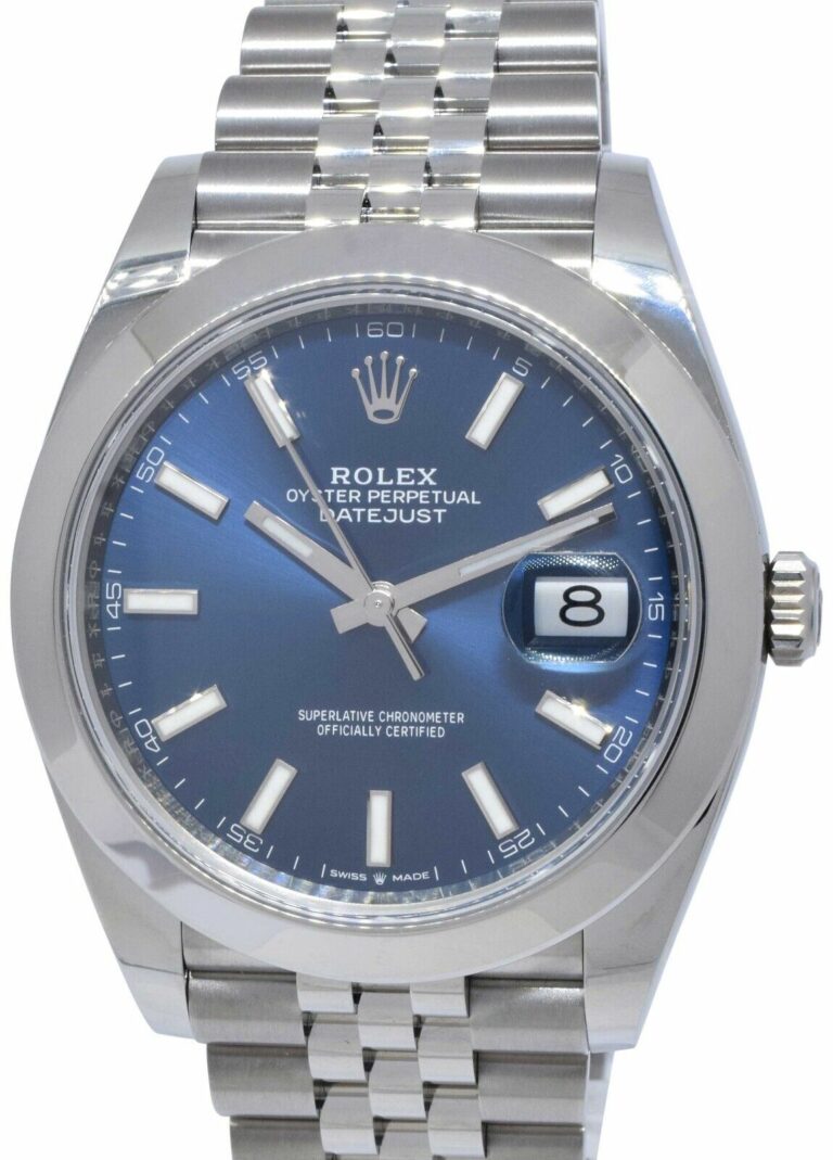 NOS Rolex Datejust 41mm Steel Blue Dial Mens Jubilee Watch B/P '20 126300