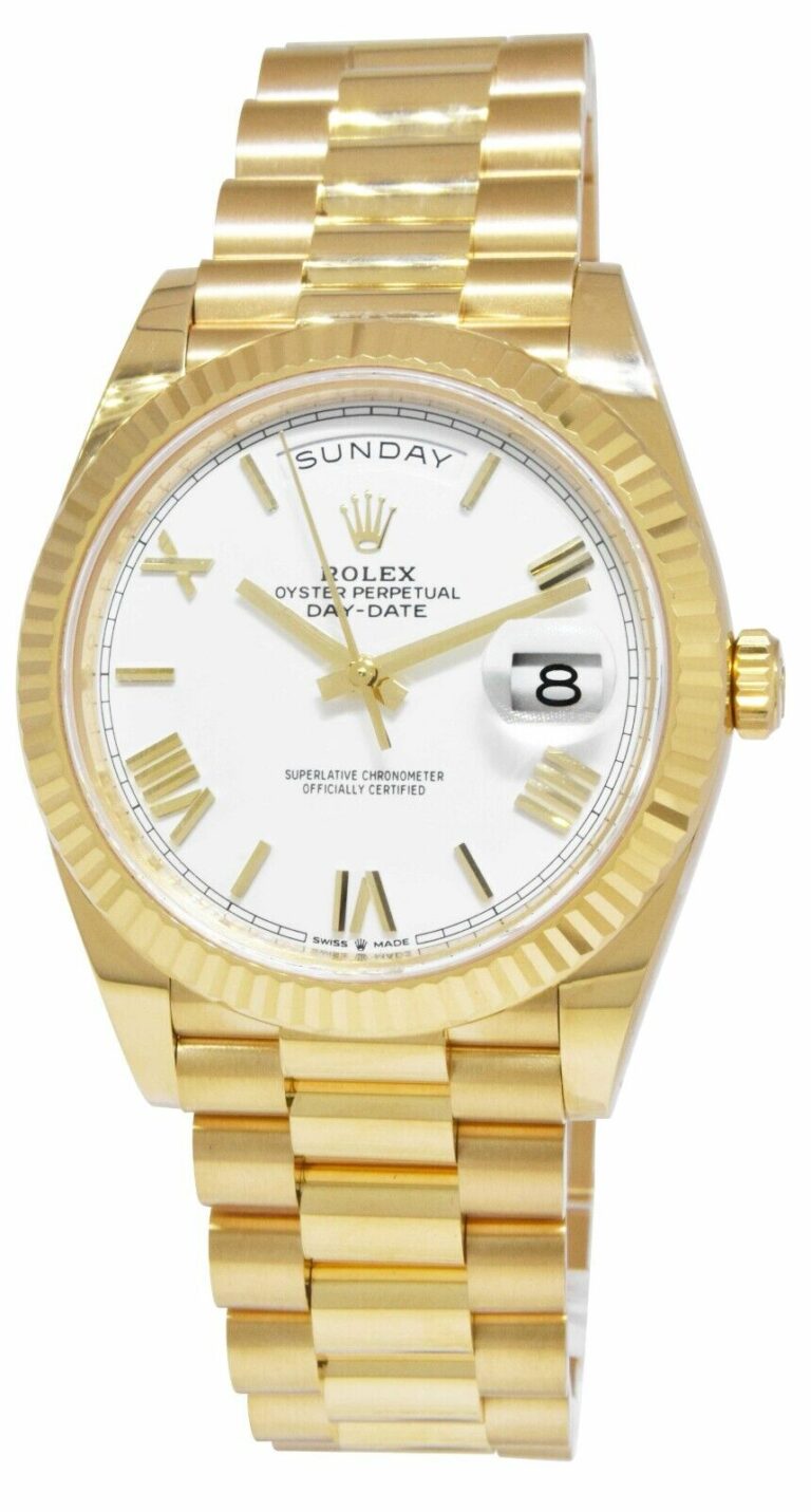 NOS Rolex Day-Date 40 President 18k Yellow Gold White Dial Watch B/P '21 228238