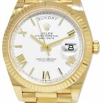 NOS Rolex Day-Date 40 President 18k Yellow Gold White Dial Watch B/P '21 228238