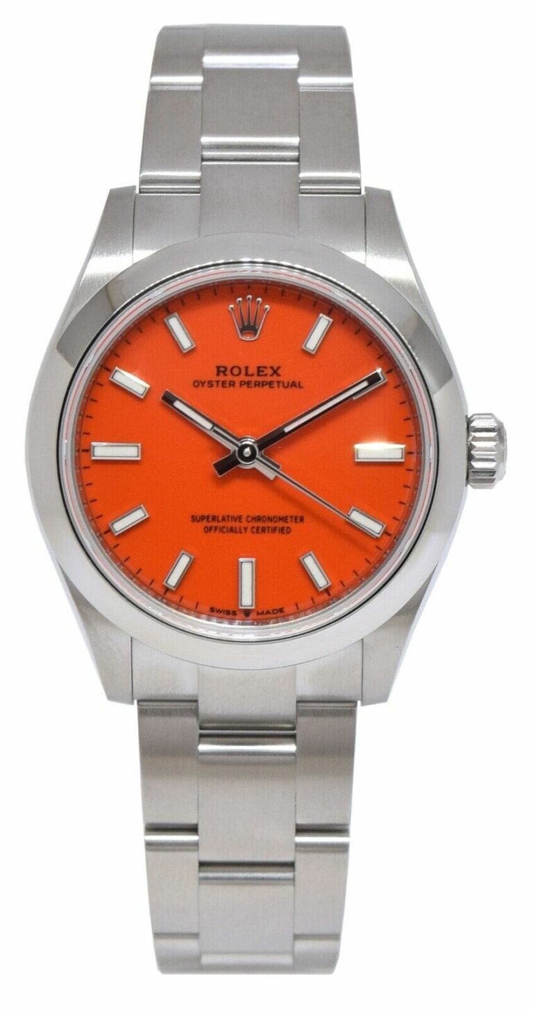 NOS Rolex Oyster Perpetual 31 Steel Coral Red Dial Mens Watch B/P '21 277200