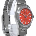 NOS Rolex Oyster Perpetual 31 Steel Coral Red Dial Mens Watch B/P '21 277200