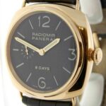 Panerai Radiomir 8 Day 18K Rose Gold Black Dial Mens Watch/ Box G Pam00197