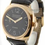 Panerai Radiomir 8 Day 18K Rose Gold Black Dial Mens Watch/ Box G Pam00197