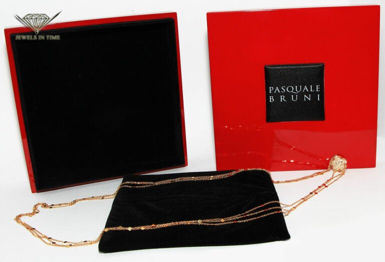 Pasquale Bruni Bon Ton 18k Rose Gold Champagne Diamonds Scarf Necklace w/Box