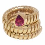 Bvlgari Serpenti Tubogas 18k Yellow Gold 
Ruby Snake Ring